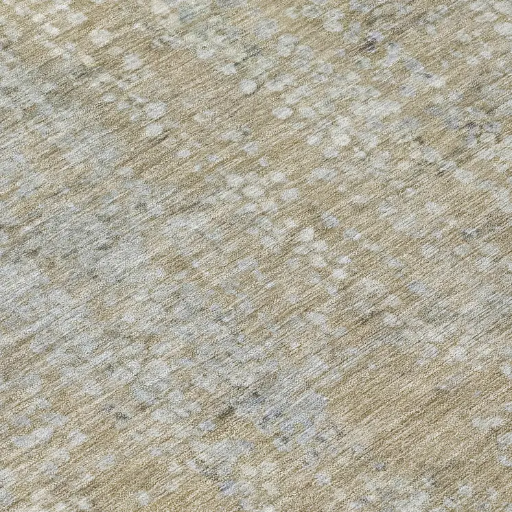 8' Beige And Ivory Round Abstract Washable Indoor Outdoor Area Rug