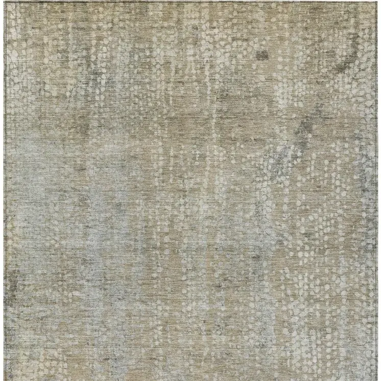 9' X 12' Beige And Ivory Abstract Washable Indoor Outdoor Area Rug