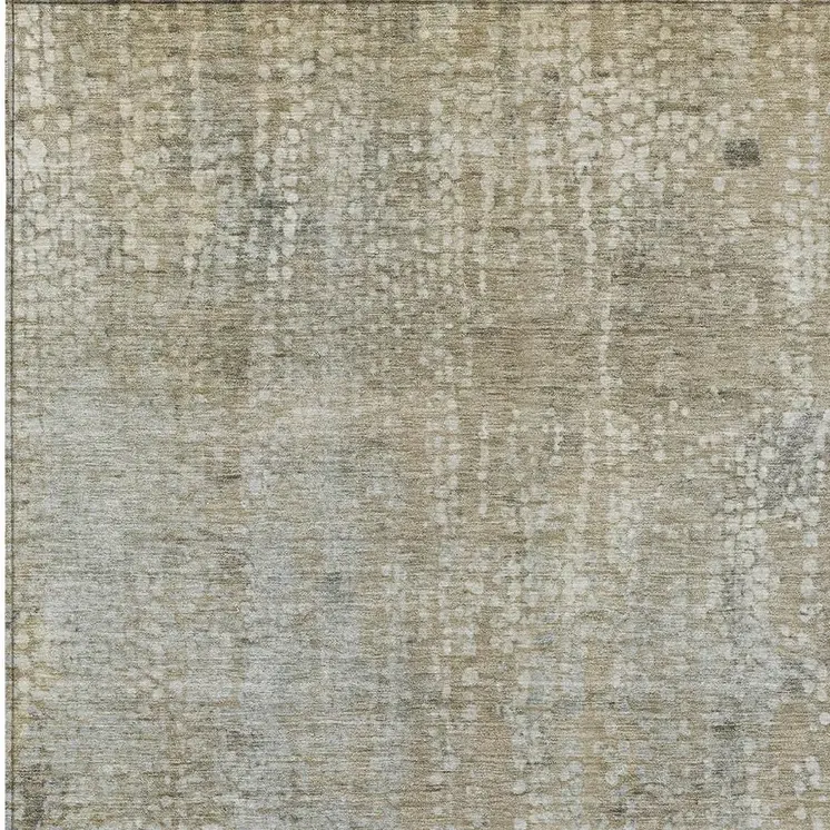 10' X 14' Beige And Ivory Abstract Washable Indoor Outdoor Area Rug