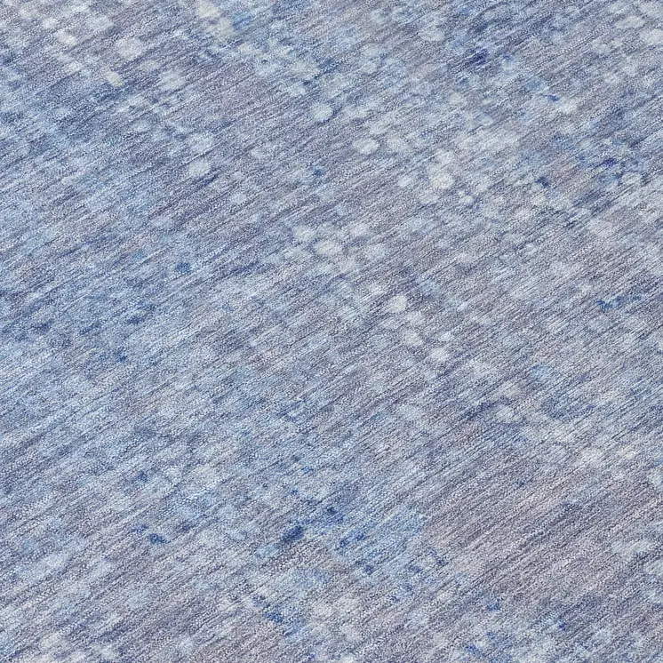 8' Blue And Ivory Round Abstract Washable Indoor Outdoor Area Rug