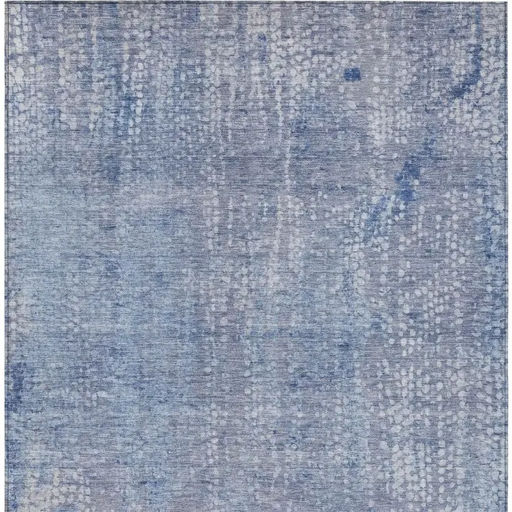 10' X 14' Blue And Ivory Abstract Washable Indoor Outdoor Area Rug