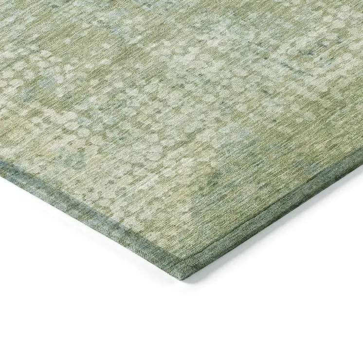 3' X 5' Green And Ivory Abstract Washable Indoor Outdoor Area Rug