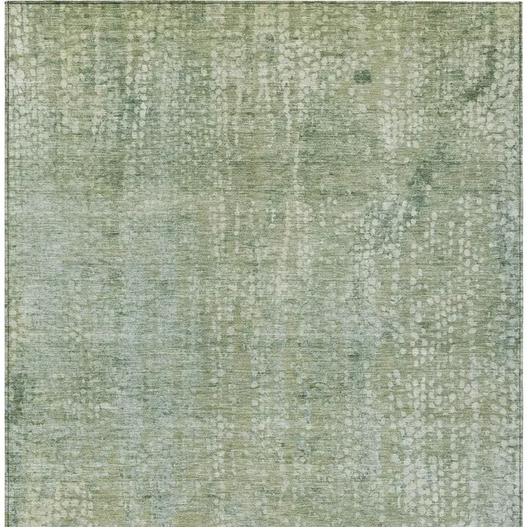 5' X 8' Green And Ivory Abstract Washable Indoor Outdoor Area Rug