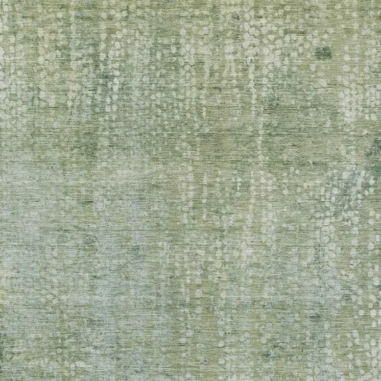 9' X 12' Green And Ivory Abstract Washable Indoor Outdoor Area Rug