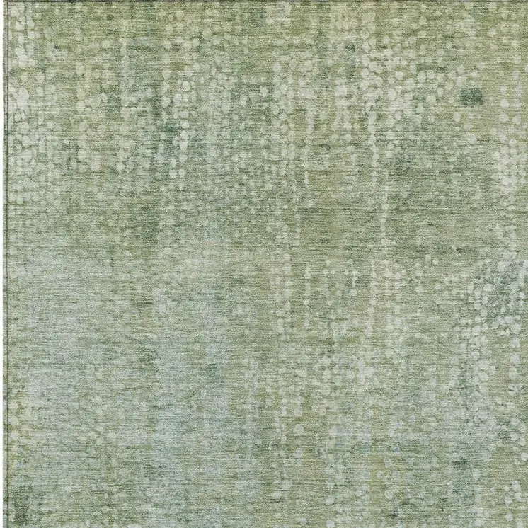 10' X 14' Green And Ivory Abstract Washable Indoor Outdoor Area Rug
