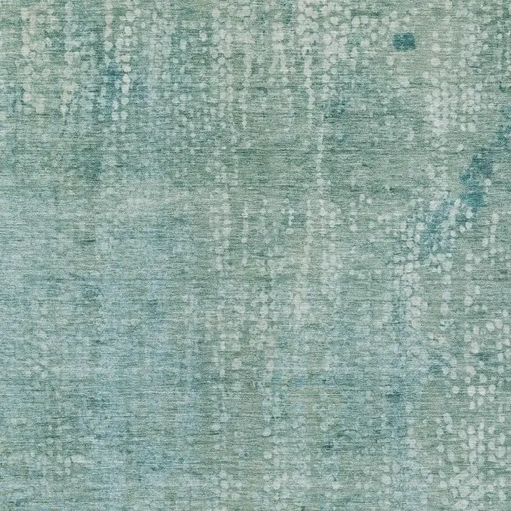 9' X 12' Teal Blue And Ivory Abstract Washable Indoor Outdoor Area Rug