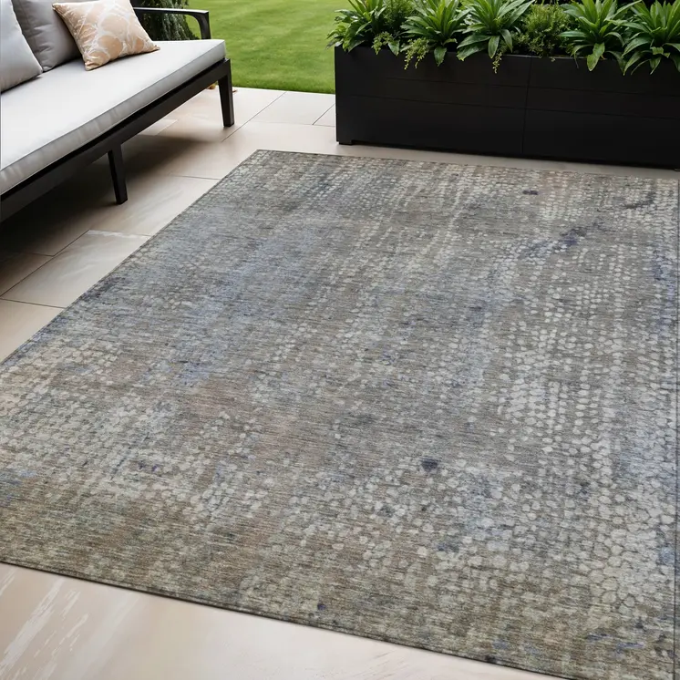 5' X 8' Taupe And Ivory Abstract Washable Indoor Outdoor Area Rug