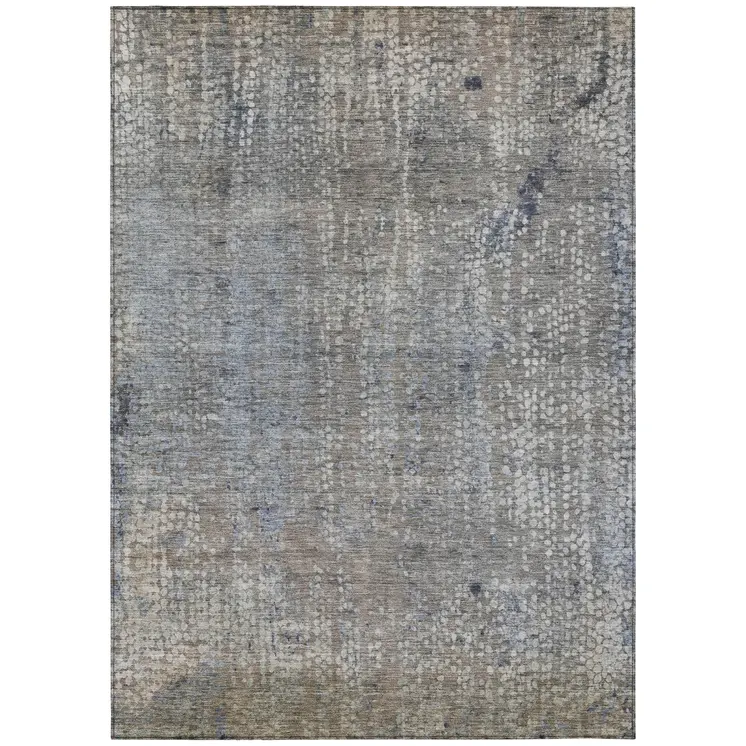 5' X 8' Taupe And Ivory Abstract Washable Indoor Outdoor Area Rug