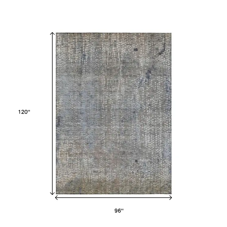 8' X 10' Taupe And Ivory Abstract Washable Indoor Outdoor Area Rug