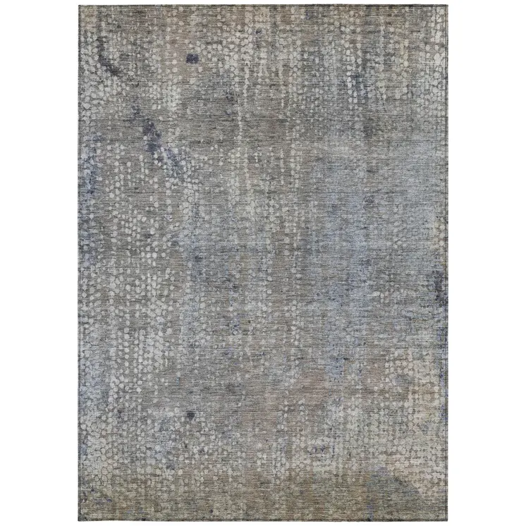 10' X 14' Taupe And Ivory Abstract Washable Indoor Outdoor Area Rug