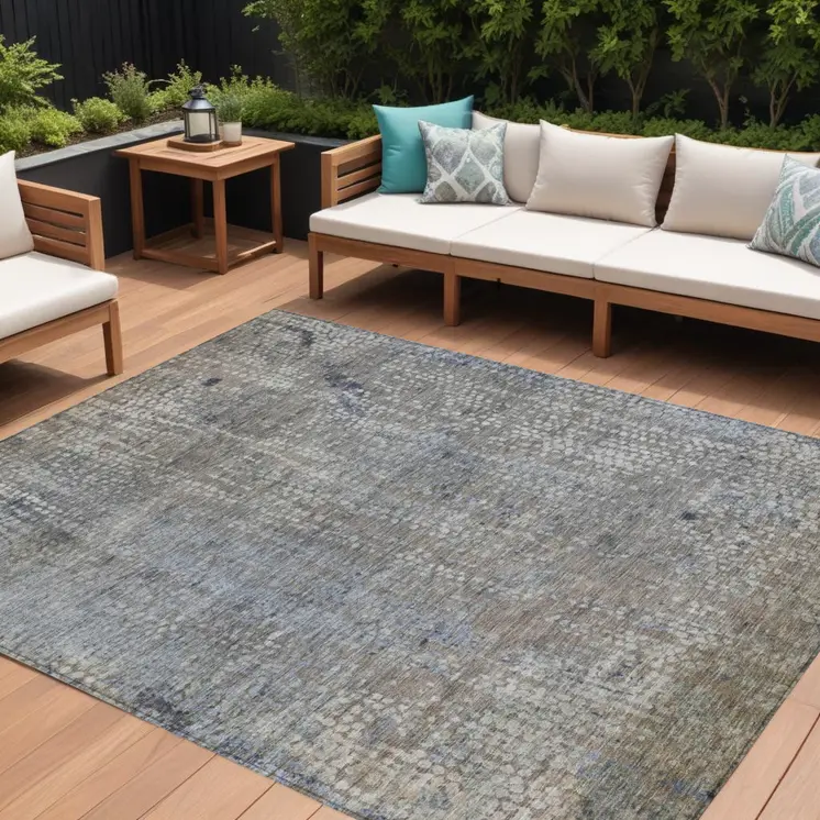 10' X 14' Taupe And Ivory Abstract Washable Indoor Outdoor Area Rug
