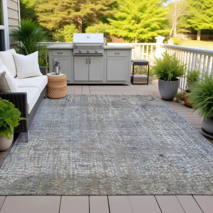10' X 14' Taupe And Ivory Abstract Washable Indoor Outdoor Area Rug