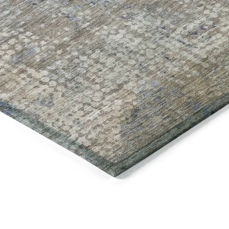 10' X 14' Taupe And Ivory Abstract Washable Indoor Outdoor Area Rug