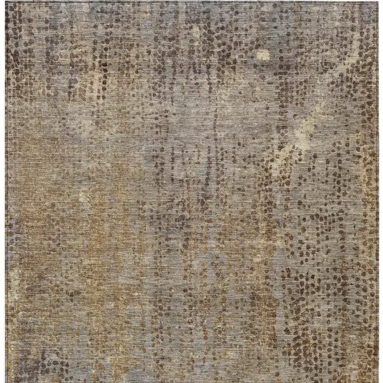5' X 8' Brown And Ivory Abstract Washable Indoor Outdoor Area Rug