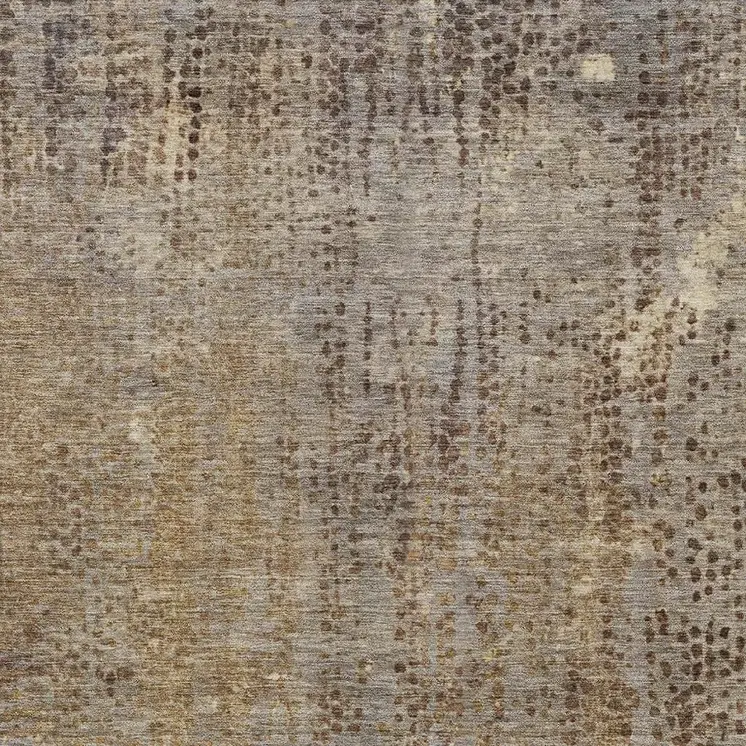 9' X 12' Brown And Ivory Abstract Washable Indoor Outdoor Area Rug