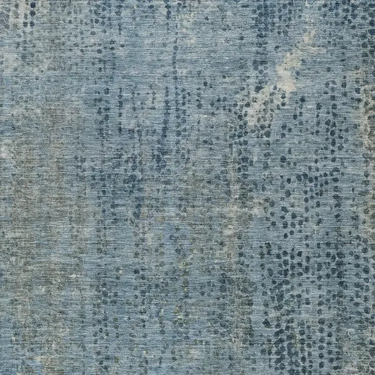 5' X 8' Blue And Ivory Abstract Washable Indoor Outdoor Area Rug