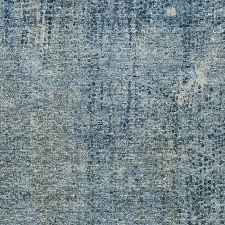 5' X 8' Blue And Ivory Abstract Washable Indoor Outdoor Area Rug