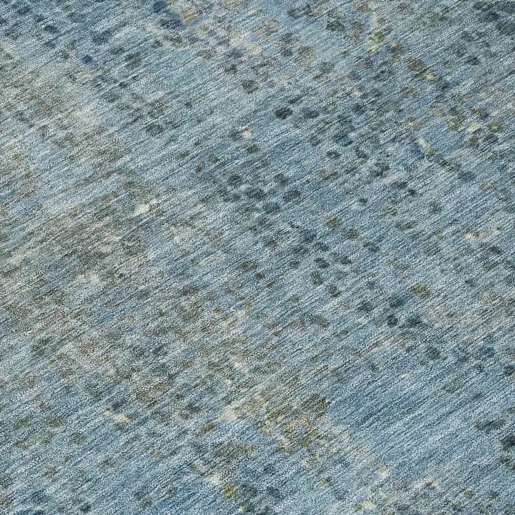 8' Blue And Ivory Round Abstract Washable Indoor Outdoor Area Rug