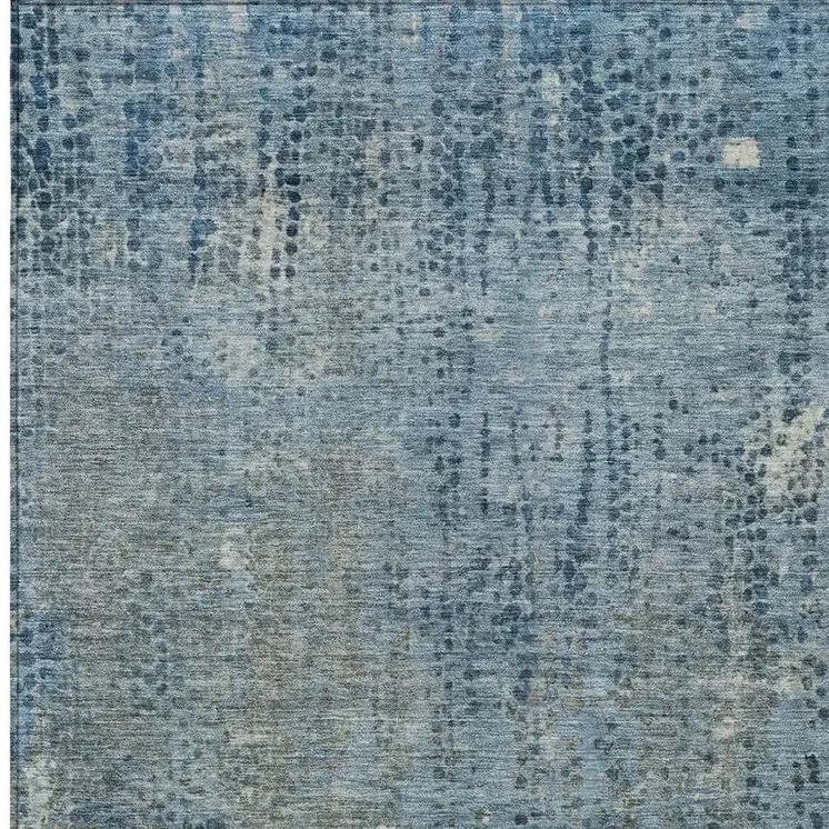 8' X 10' Blue And Ivory Abstract Washable Indoor Outdoor Area Rug