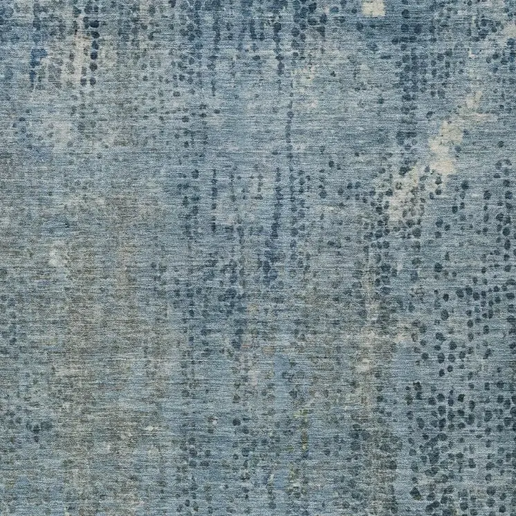 9' X 12' Blue And Ivory Abstract Washable Indoor Outdoor Area Rug