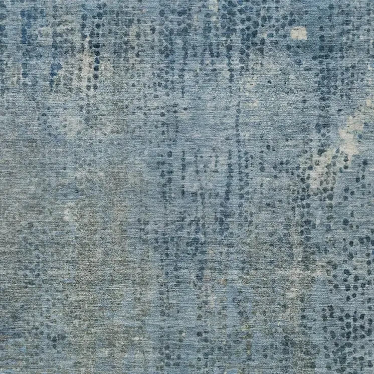 9' X 12' Blue And Ivory Abstract Washable Indoor Outdoor Area Rug