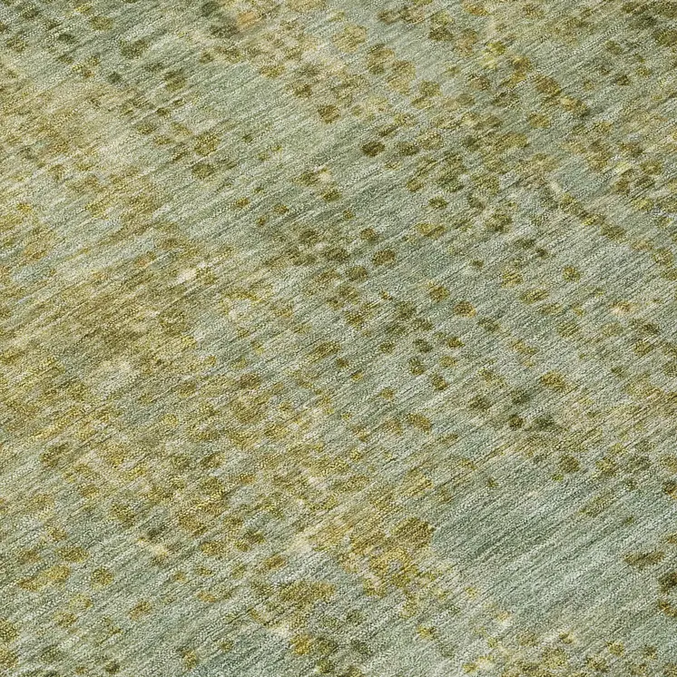 8' Green And Ivory Round Abstract Washable Indoor Outdoor Area Rug