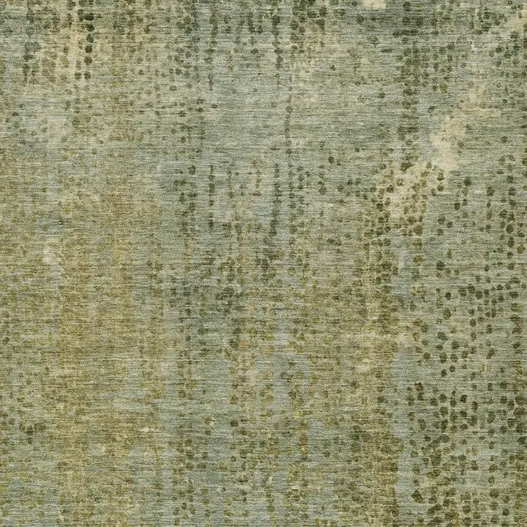 9' X 12' Green And Ivory Abstract Washable Indoor Outdoor Area Rug