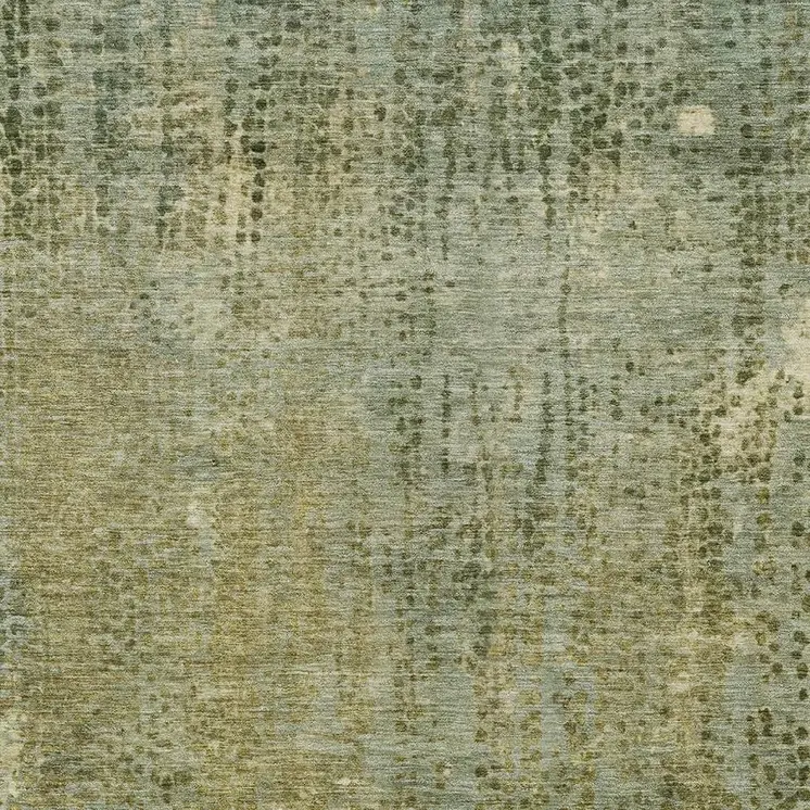 9' X 12' Green And Ivory Abstract Washable Indoor Outdoor Area Rug