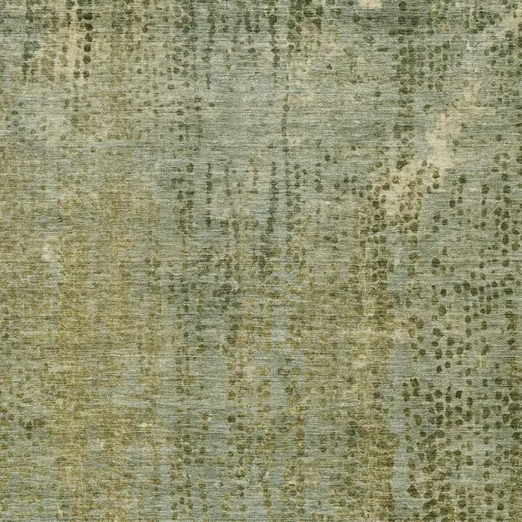10' X 14' Green And Ivory Abstract Washable Indoor Outdoor Area Rug