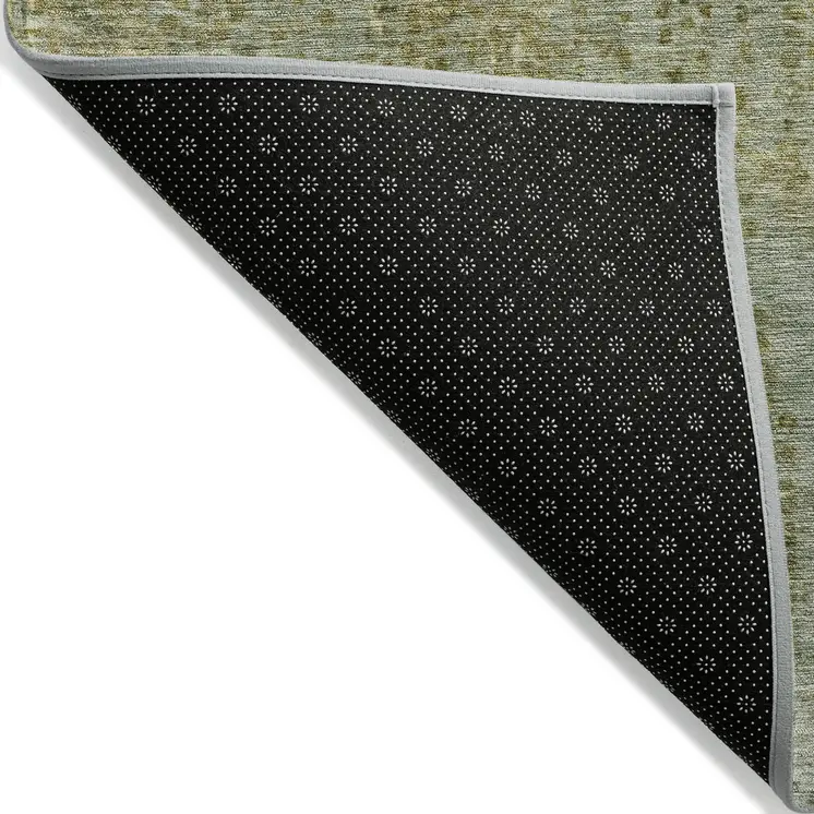 10' X 14' Green And Ivory Abstract Washable Indoor Outdoor Area Rug