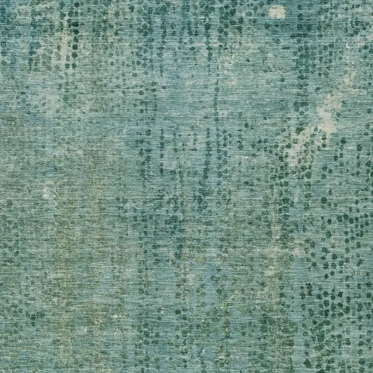 3' X 5' Teal Blue And Ivory Abstract Washable Indoor Outdoor Area Rug