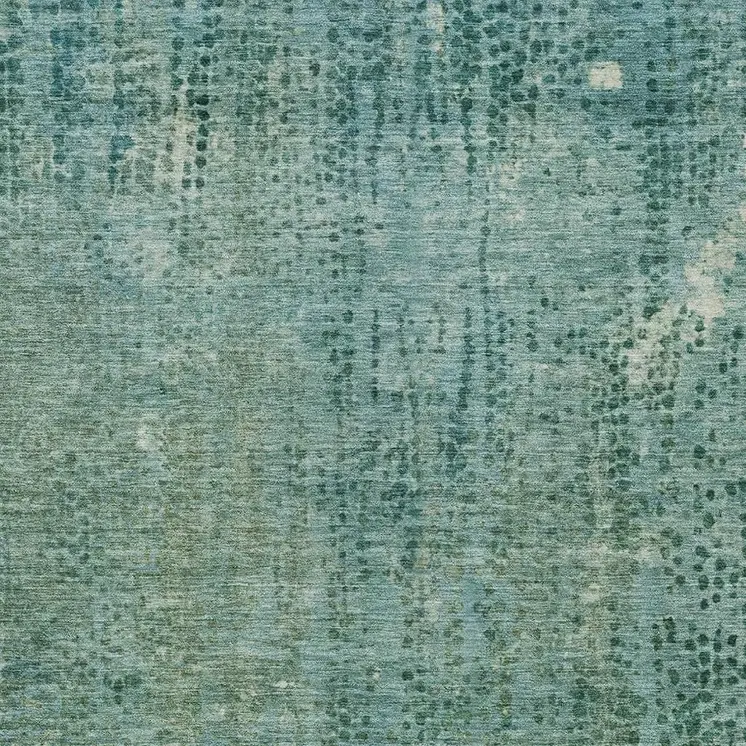 8' X 10' Teal Blue And Ivory Abstract Washable Indoor Outdoor Area Rug
