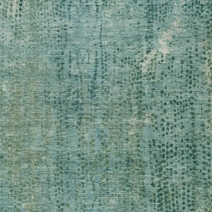 10' X 14' Teal Blue And Ivory Abstract Washable Indoor Outdoor Area Rug