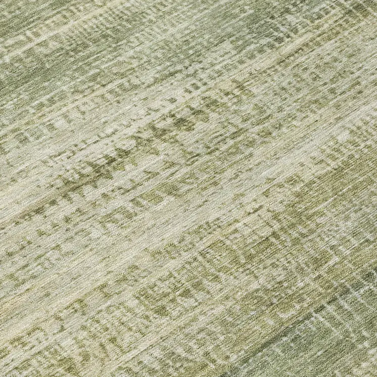 9' X 12' Artichoke Green And Beige Abstract Washable Indoor Outdoor Area Rug
