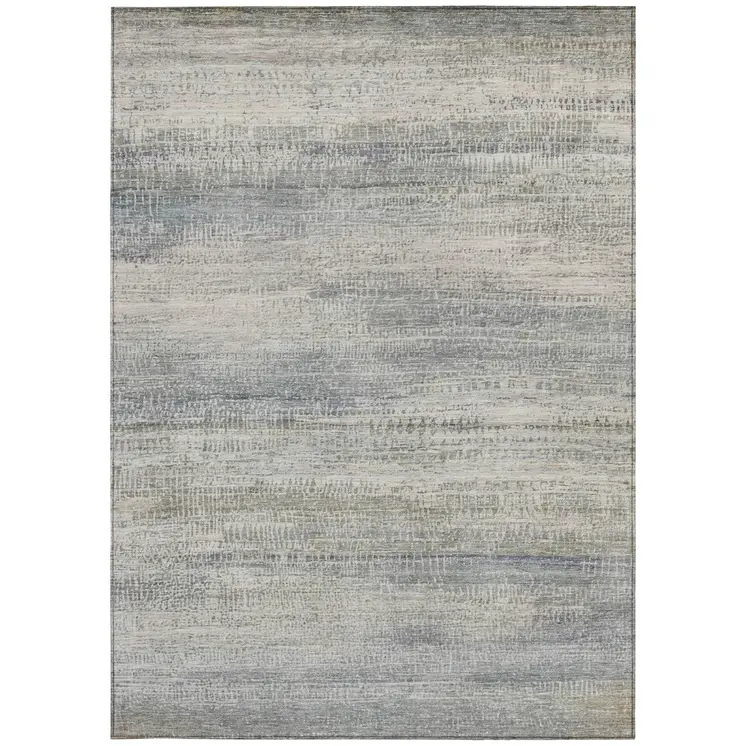 5' X 8' Linen And Beige Abstract Washable Indoor Outdoor Area Rug