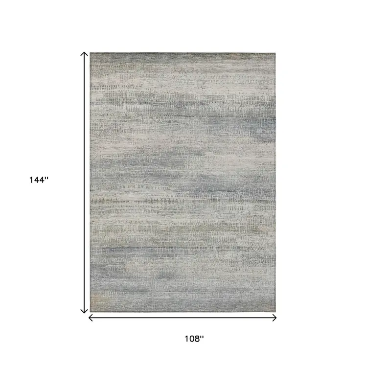 9' X 12' Linen And Beige Abstract Washable Indoor Outdoor Area Rug