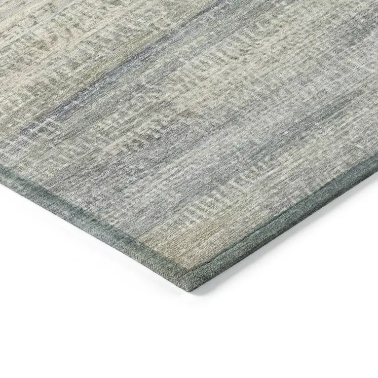 9' X 12' Linen And Beige Abstract Washable Indoor Outdoor Area Rug