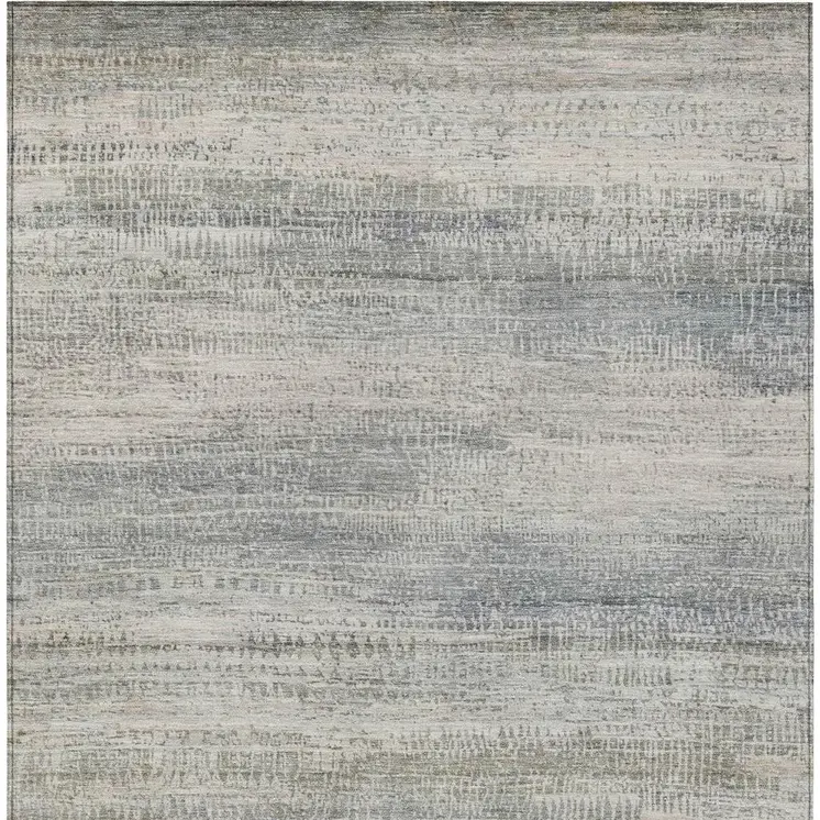 10' X 14' Linen And Beige Abstract Washable Indoor Outdoor Area Rug