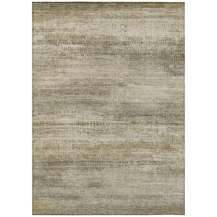 3' X 5' Taupe And Beige Abstract Washable Indoor Outdoor Area Rug