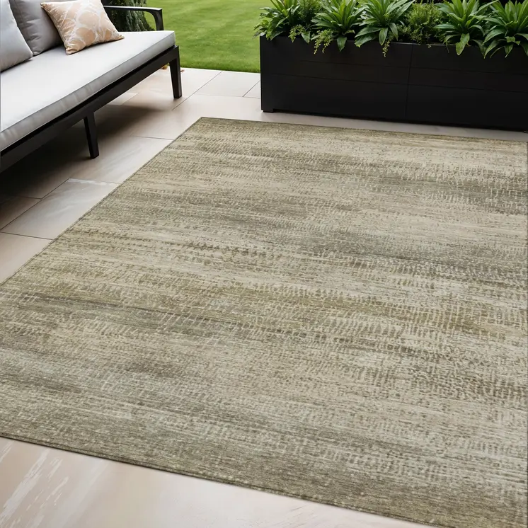 5' X 8' Taupe And Beige Abstract Washable Indoor Outdoor Area Rug