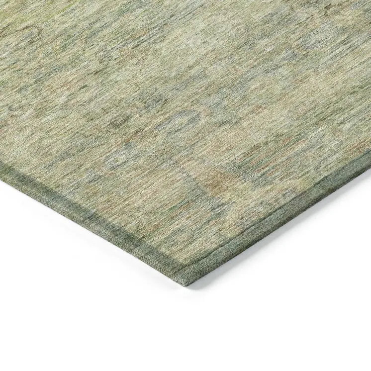 3' X 5' Green And Gold Oriental Washable Indoor Outdoor Area Rug