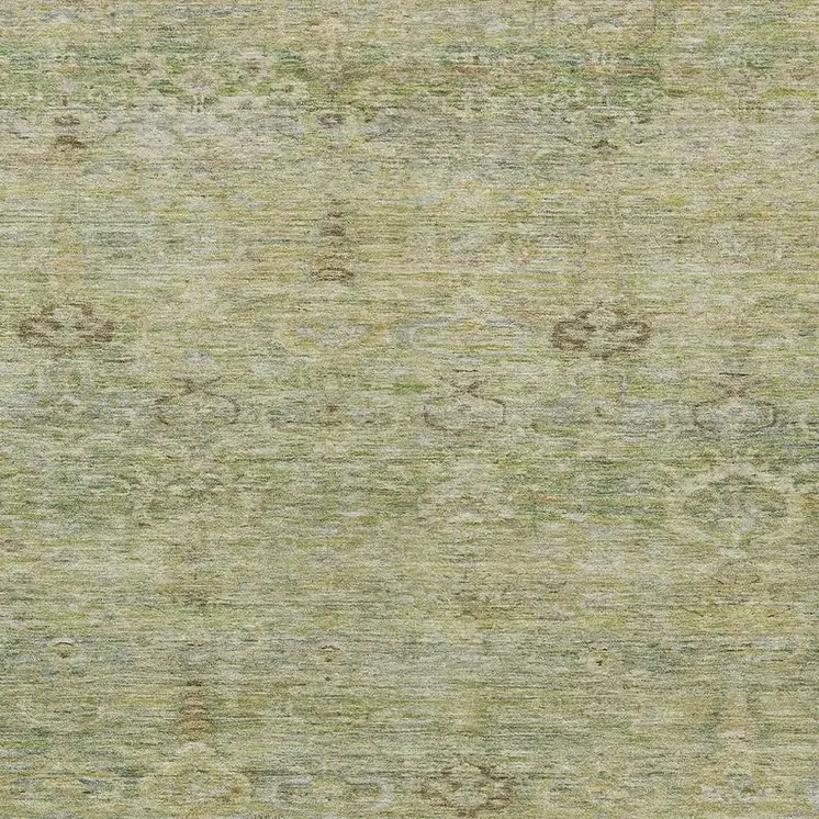 8' X 10' Green And Gold Oriental Washable Indoor Outdoor Area Rug