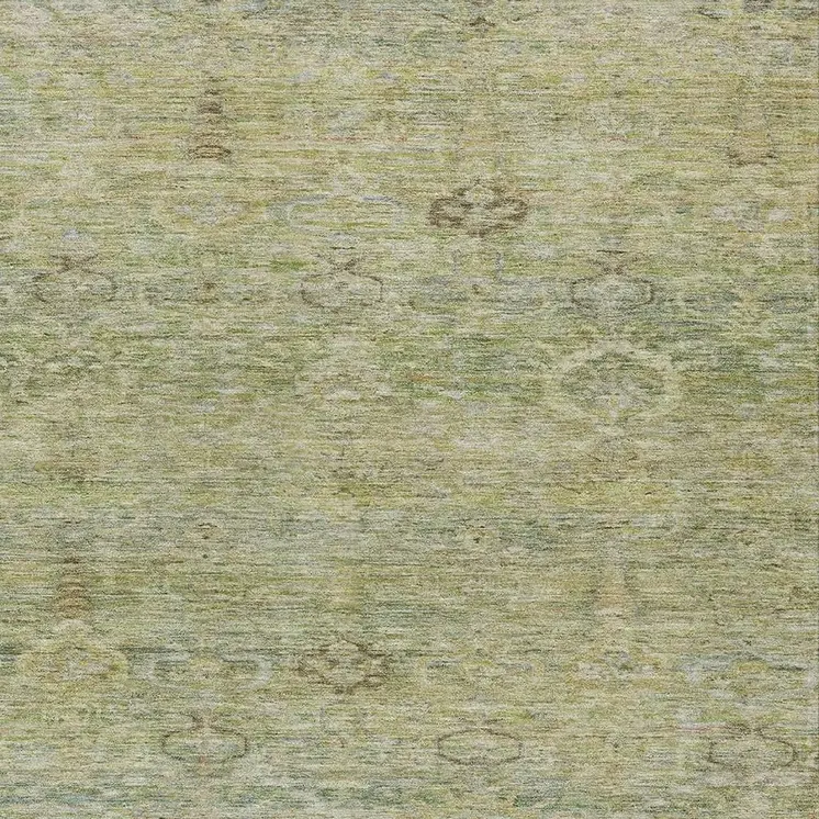 8' X 10' Green And Gold Oriental Washable Indoor Outdoor Area Rug