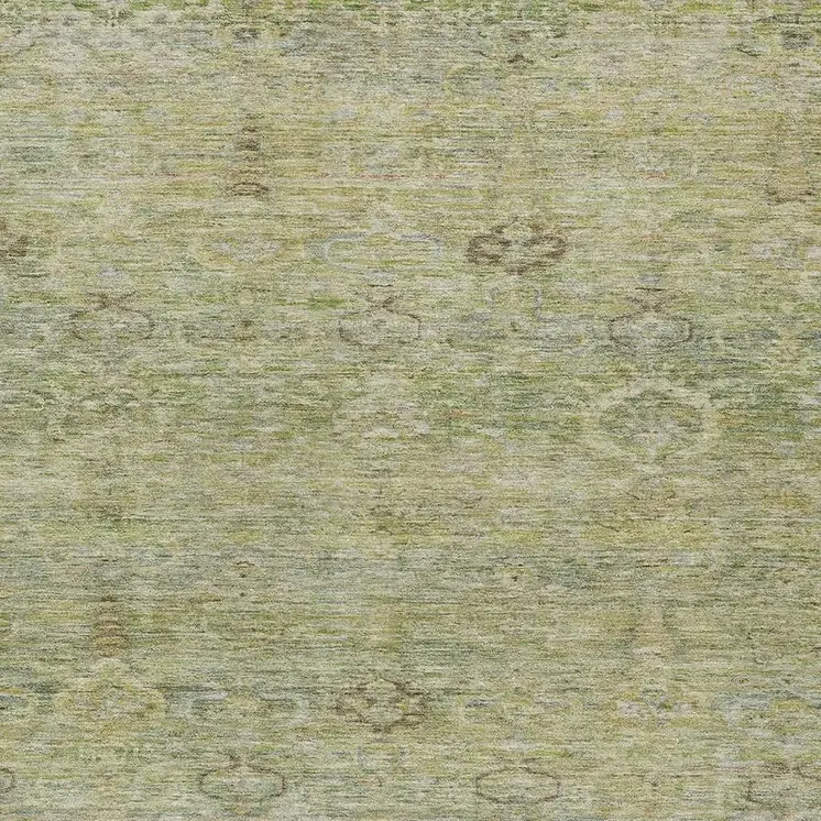 10' X 14' Green And Gold Oriental Washable Indoor Outdoor Area Rug