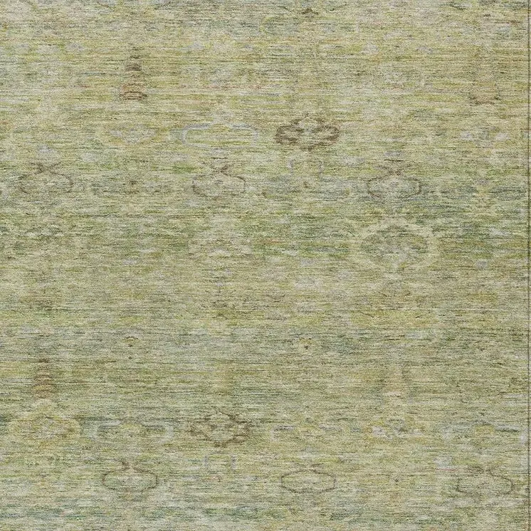 10' X 14' Green And Gold Oriental Washable Indoor Outdoor Area Rug
