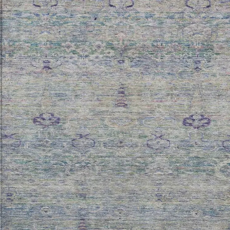 3' X 5' Plum And Silver Oriental Washable Indoor Outdoor Area Rug