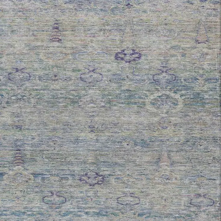 5' X 8' Plum And Silver Oriental Washable Indoor Outdoor Area Rug