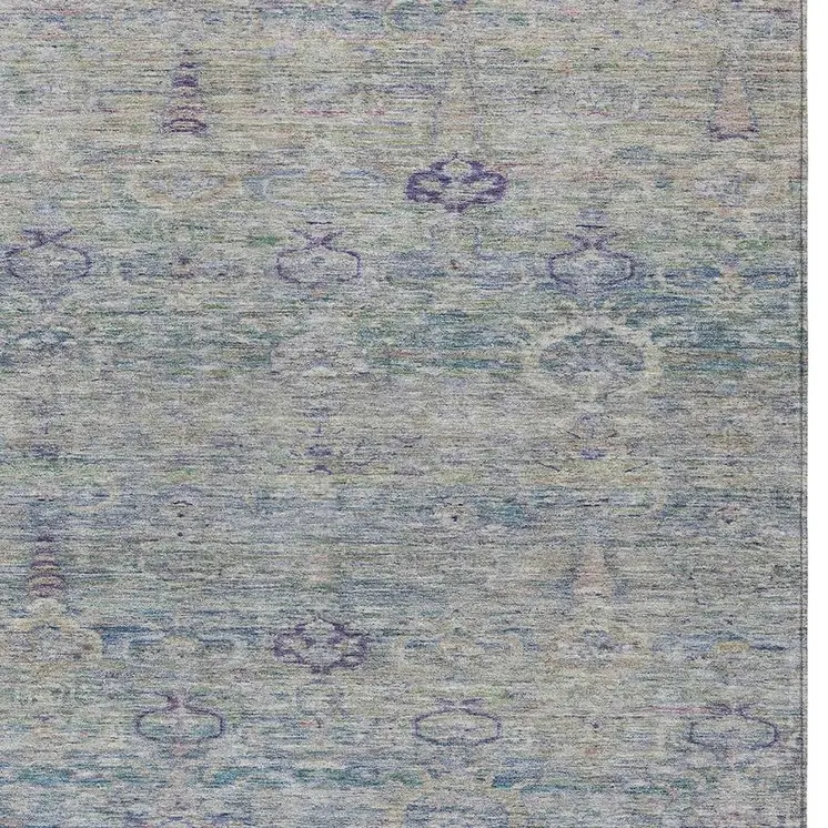 5' X 8' Plum And Silver Oriental Washable Indoor Outdoor Area Rug