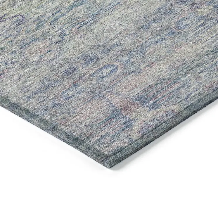 8' X 10' Plum And Silver Oriental Washable Indoor Outdoor Area Rug