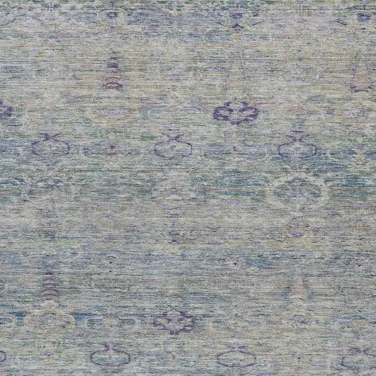 9' X 12' Plum And Silver Oriental Washable Indoor Outdoor Area Rug